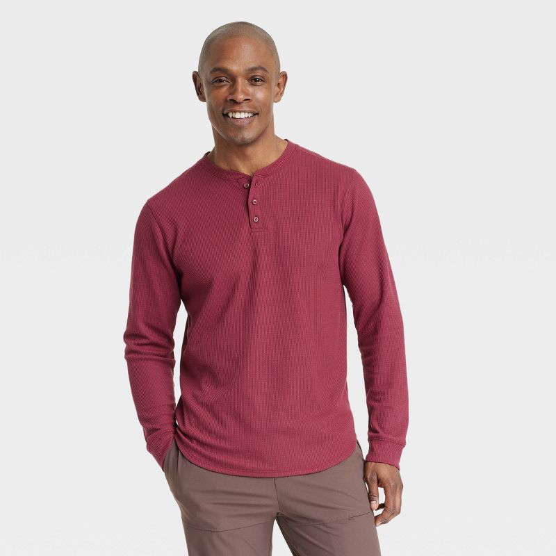 Men's Waffle-Knit Henley Athletic Top - All In Motion™, 1 of 4