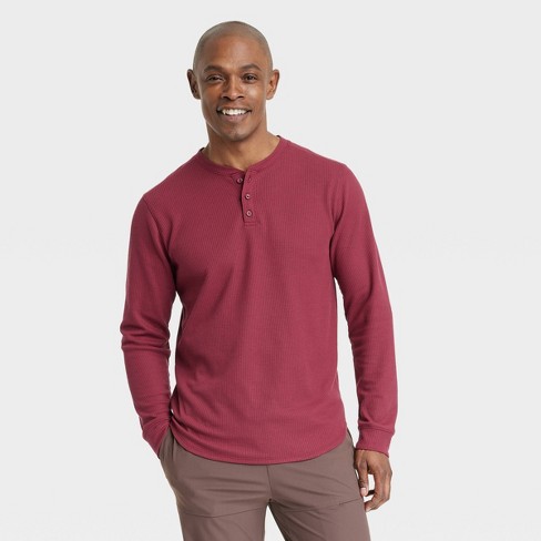 Men's Waffle-Knit Henley Athletic Top - All In Motion™ Red M