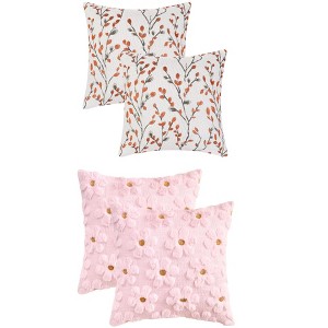REGALWOVEN 4 Pcs Floral Pattern Soft Comfort Throw Pillow Covers 18" x 18" - 1 of 4