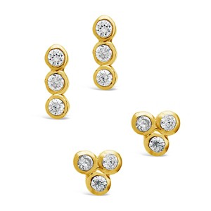 SHINE by Sterling Forever Sterling Silver 2pc Bezel Stud Set - 1 of 3