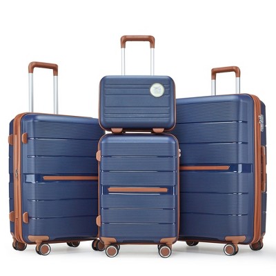 Whisen 4-Piece Luggage Set (14"/20"/24"/28") with TSA Lock and 3-Level Telescoping Handle