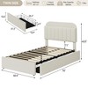 Coolmee Twin/Full/Queen Size Bed Frame with Storage Headboard, Girls Bed Frame with 2 Drawers, Boucle Upholstered Platform Bed with Bookcase - 2 of 4