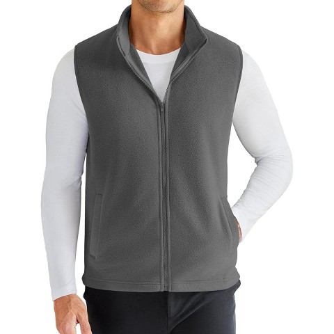 Мужские куртки COOFANDY Men's Polar Fleece Vest Lightweight Sleeveless Zip Up Jacket Casual Outerwear Outdoor Golf Vests Dark Grey XL