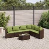 vidaXL Patio Sofa Set with Cushions Lounge Setting Outdoor Furniture Poly Rattan - Brown and Green 7 Piece - 2 of 4