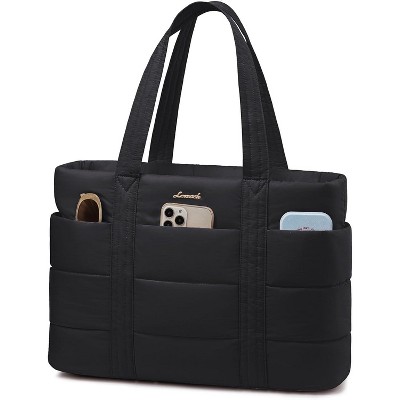 LOVEVOOK Tote Bag for Women, Large Puffer Work Tote Laptop Bag, Lightweight Travel Tote Bag with Zipper Gifts for Women