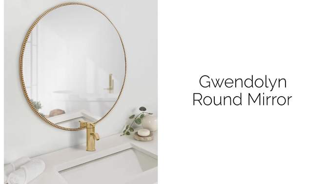 28&#34; x 28&#34; Gwendolyn Round Beaded Accent Wall Mirror Gold - Kate &#38; Laurel All Things Decor, 2 of 9, play video