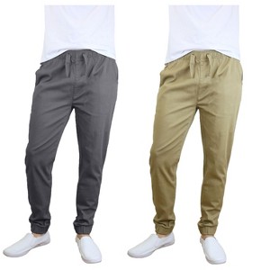 Galaxy By Harvic Men's Slim Fit  Basic Stretch Twill Joggers-2 Pack - 1 of 2