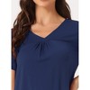 cheibear Women's Lounge Outfits Casual V-Neck Shorts Sleeves Tops with Shorts Pajama Sets - 4 of 4