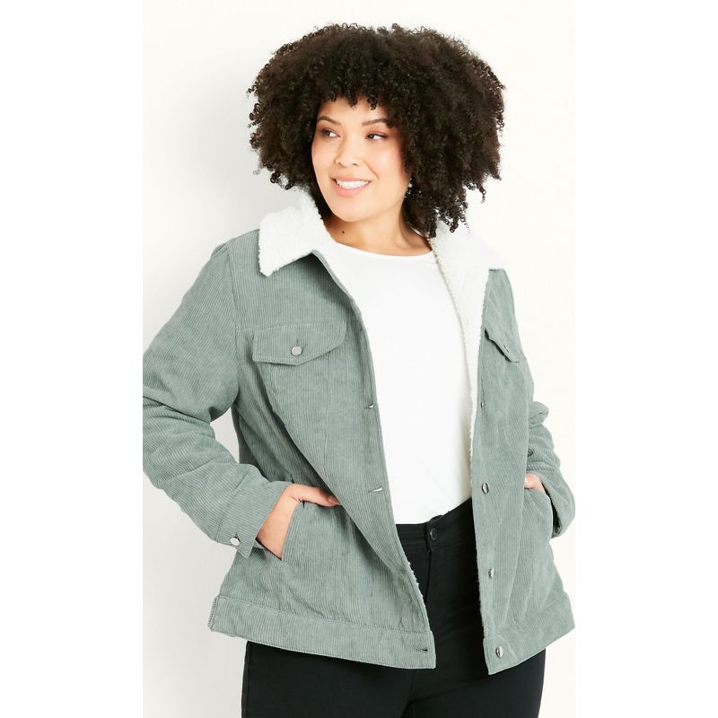 Women's Plus Size Cord Jacket - blue | EVANS, 1 of 7