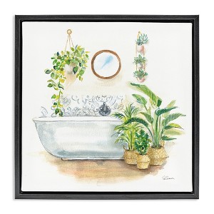 Stupell Industries Home Interior Bathroom Tub Floating Frame Canvas Art - 1 of 4