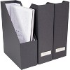 Bigso Viktoria Magazine Organizer - Magazine Holder for Paper and Manuals - File Organizer for Office Desk - 4in x 9.7in x 12.7in - 3Pack - Dark Grey - 2 of 2