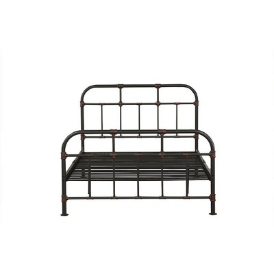 Sandy Gray Industrial Metal Full Bed with Slats