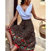 Womens Summer Skirts Elegant Floral Boho Flowy High Waist Casual Beach Skirt - 3 of 4