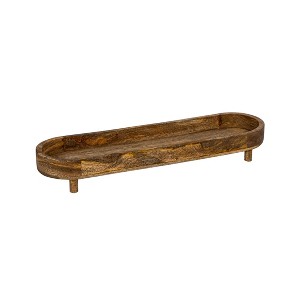Storied Home Mango Wood Footed Tray for Storage and Serving, Natural - 1 of 4