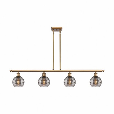 Rochester - 4 Light Stem Hung Island In Industrial Style-8.38 Inches Tall and 48 Inches Wide