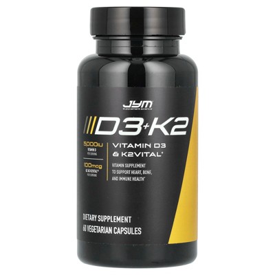 JYM Supplement Science D3+K2, 60 Vegetarian Capsules
