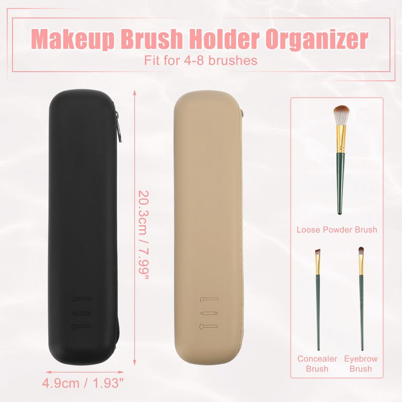 Unique Bargains Portable Travel Silicone Makeup Brush Holder Black Khaki 2 Pcs, 5 of 7