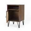 Pilster Contemporary End Table with Storage Walnut/Natural/Black - Christopher Knight Home: Sled Legs, Rattan Accents, Cabinet - 3 of 4