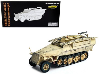 German Sd.Kfz. 251/7 Ausf.D Pionierpanzerwagen Armored Vehicle Beige with Bridging Equipment 1/72 Plastic Model by Dragon Models