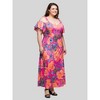 24seven Comfort Apparel Plus Size Pink Paisley Cold Sholder Ruffle Sleeve A Line Maxi Dress - 2 of 4