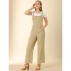 Allegra K Women's Casual Vintage Straps Ruffled Pockets 100% Cotton Wide Leg Overalls Jumpsuit - 4 of 4