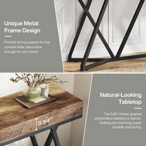 Gulches Farmhouse Console Sofa Entryway Table, Wood Top & Black Metal Base, Brown, 55" - 1 of 4