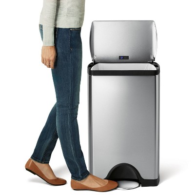 Brushed Stainless Steel 10 Gallon Rectangular Step Trash Can