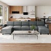 140" Large U Shaped Sectional Couch with Ottoman Chaise, Convertible Modular Sectional Sofa with Ottomans with 7 Seat for Living Room, Office - Gray - 3 of 4
