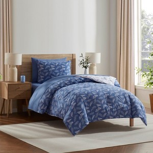 Nestl Bed in a Bag, 7pc Comforter Set Botanical Design, Modern Comforter Sets with Sheets, Bed in a Bag Bed Set - 1 of 4