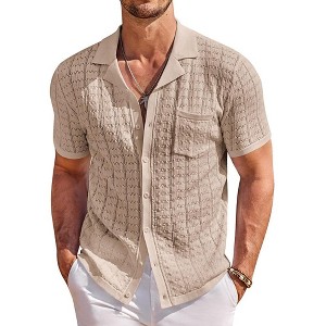 COOFANDY Button Down Shirt Polo Shirts Short Sleeve - 1 of 4