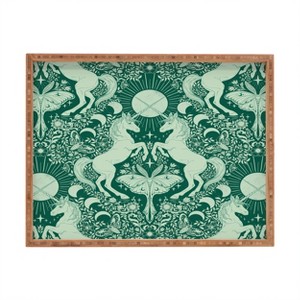 Avenie Unicorn Damask Green Rectangular Tray -Deny Designs - 1 of 2