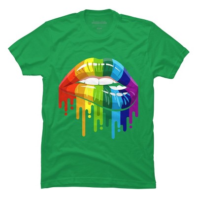 Adult Design By Humans Rainbow Pride Lip Melt By COVI T-Shirt