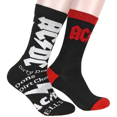 Ac/dc Logo Athletic Crew Socks 2 Pair Pack For Men Multicoloured : Target