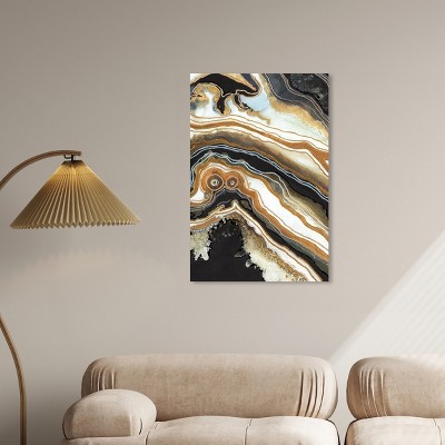 Black and Gold Abstract Geode Canvas Wall Art, 24" x 36"