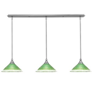 Toltec Lighting Any 3 - Light Chandelier in  Brushed Nickel with 10" Kiwi Green Crystal Shade - 1 of 1