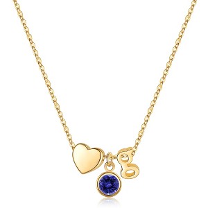 Turandoss 18K Gold Initial Heart Necklace for Women Girls - December Tanzanite Birthstone Pendant Necklace, Jewelry for Women, Birthday Gifts, 16+2In - 1 of 4