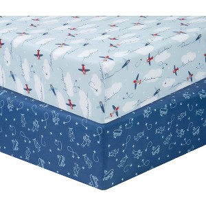 Sammy & Lou Airplanes Microfiber Crib Sheet - 2pk - 1 of 4