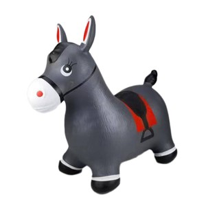 BounceZiez Inflatable Bouncy Ride On Hopper with Pump - Gray Horse - 1 of 4