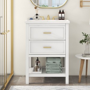 NicBex Bathroom Vanity with Top Sink,Bathroom Sink Vanity with 2 Drawers,24 inch Bathroom Sink Cabinet for Bathroom,Blue/White - 1 of 4