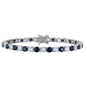 Designs By Gioelli Sterling Silver Created Blue And White Sapphire Bracelet - 1 of 2