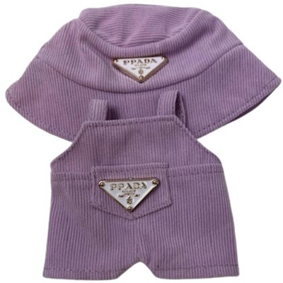 Doll Clothes Spuperstore Lovely Lavender Corduroy Jumpsuit and Hat Set for 17.5 cm Labubu Dolls