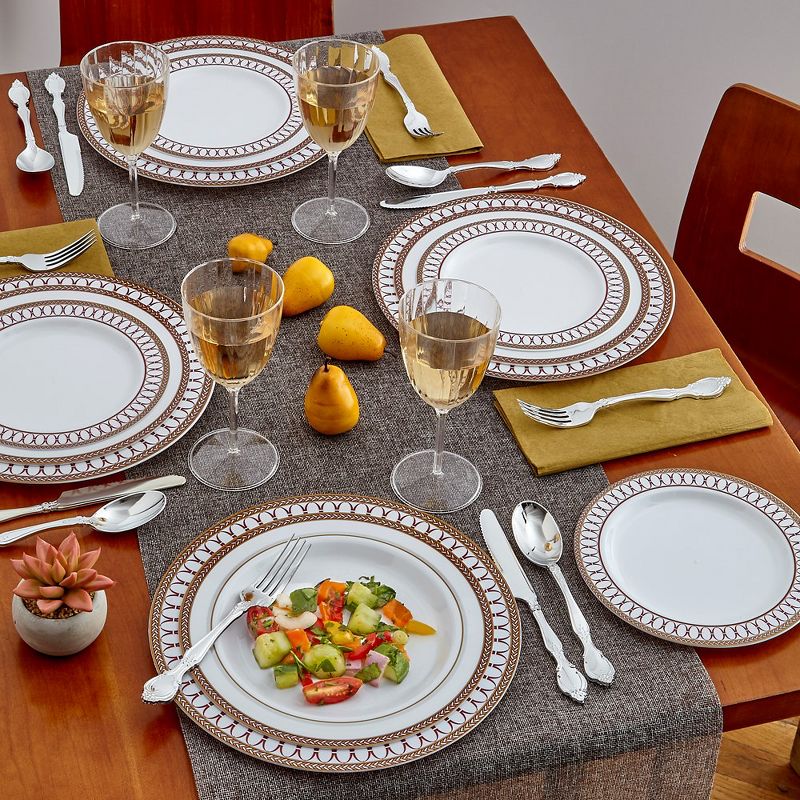 Silver Spoons Elegant Disposable Dinnerware Set, Includes 20 Dinner Plates (10.25”), 20 Salad Plates (9”) & 20 Dessert Plates (7.5”) - Renaissance, 2 of 4