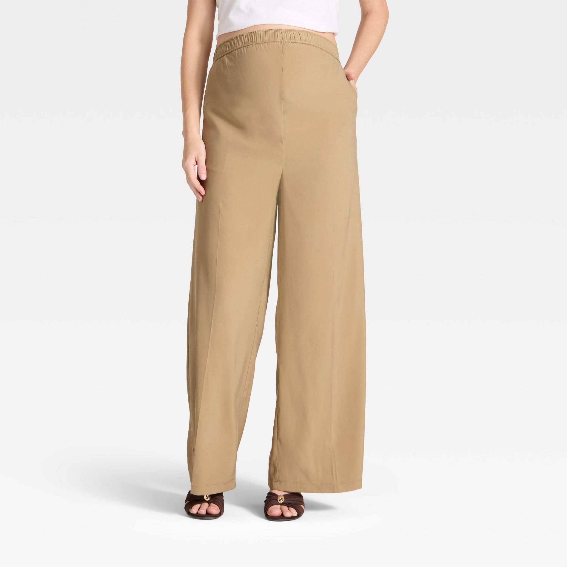 Over The Belly High-Rise Wide Leg Maternity Pants - Isabel Maternity by Ingrid & Isabel™ Tan XXL
