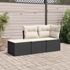 vidaXL Patio Sofa Set with Cushions Outdoor Furniture 3 Piece Poly Rattan - Black and Cream - 2 of 4