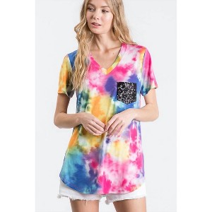 Women's Splatter Tie Dye Sequin Top - HEIMISH USA - 1 of 4