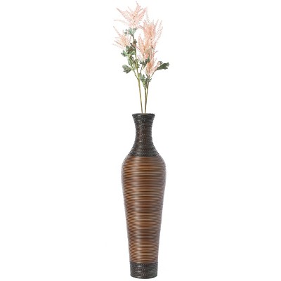 Uniquewise Decorative Artificial Rattan Dark Brown Tall 39 Inch Standing Floor Vase