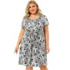 Agnes Orinda Women's Plus Size Floral Inverted Box Pleat Boho T-Shirt Dresses - 4 of 4