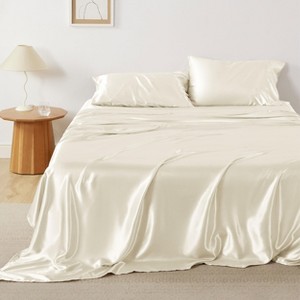 Bedsure | 4 Pcs Satin Sheets Set Similar to Silk Sheets Luxury & Ultra Soft, Non-Fading & Wrinkle Free - 1 of 4