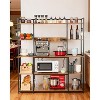 Kitchen Bakers Rack with Power Outlet ,Microwave Oven Stand with Storage 4 Tiers,Coffee Bar Table with 6 S Hooks,Kitchen Storage Shelf Rack - 2 of 4