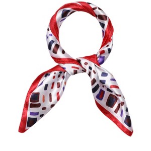 Allegra K Women's Floral Leopard Polka Dots Striped Print Square Kerchief Neck Scarf Shawl - 1 of 4